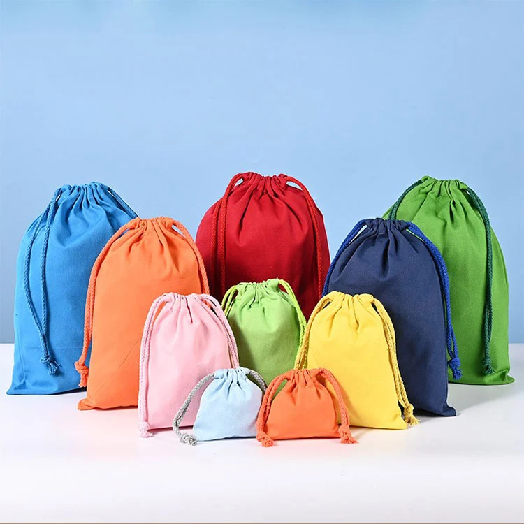 Bolsa de lona con joyería con cordón